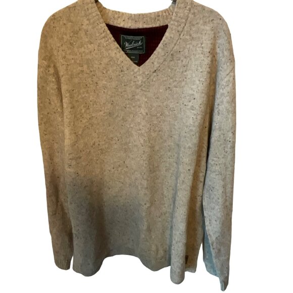 Woolrich Light Gray/Beige Background Tweed look men's Large 70% Lambs Wool - Picture 3 of 4